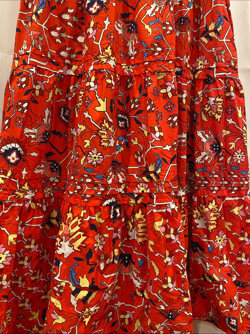 Anthropologie Red Floral Tiered Maxi Dress with Multicolor Print - Picture 4 of 6
